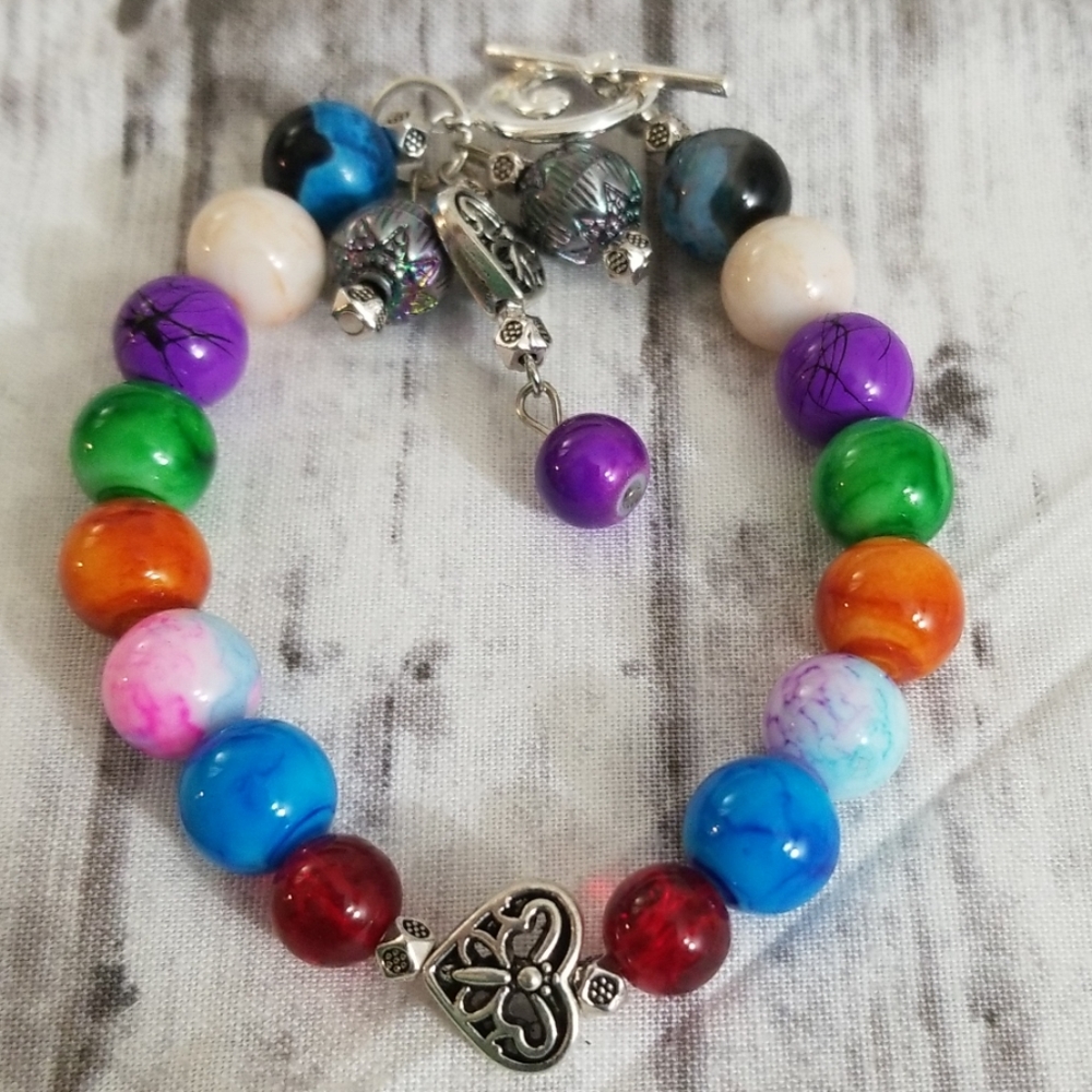 Multi colored glass beaded bracelet